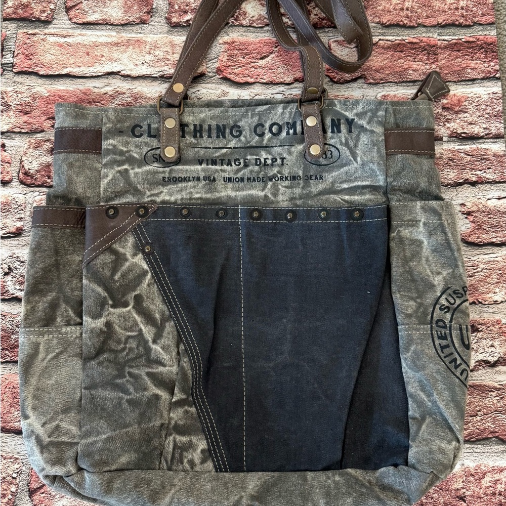 Myra Bag Gray and Brown Tote Bag
